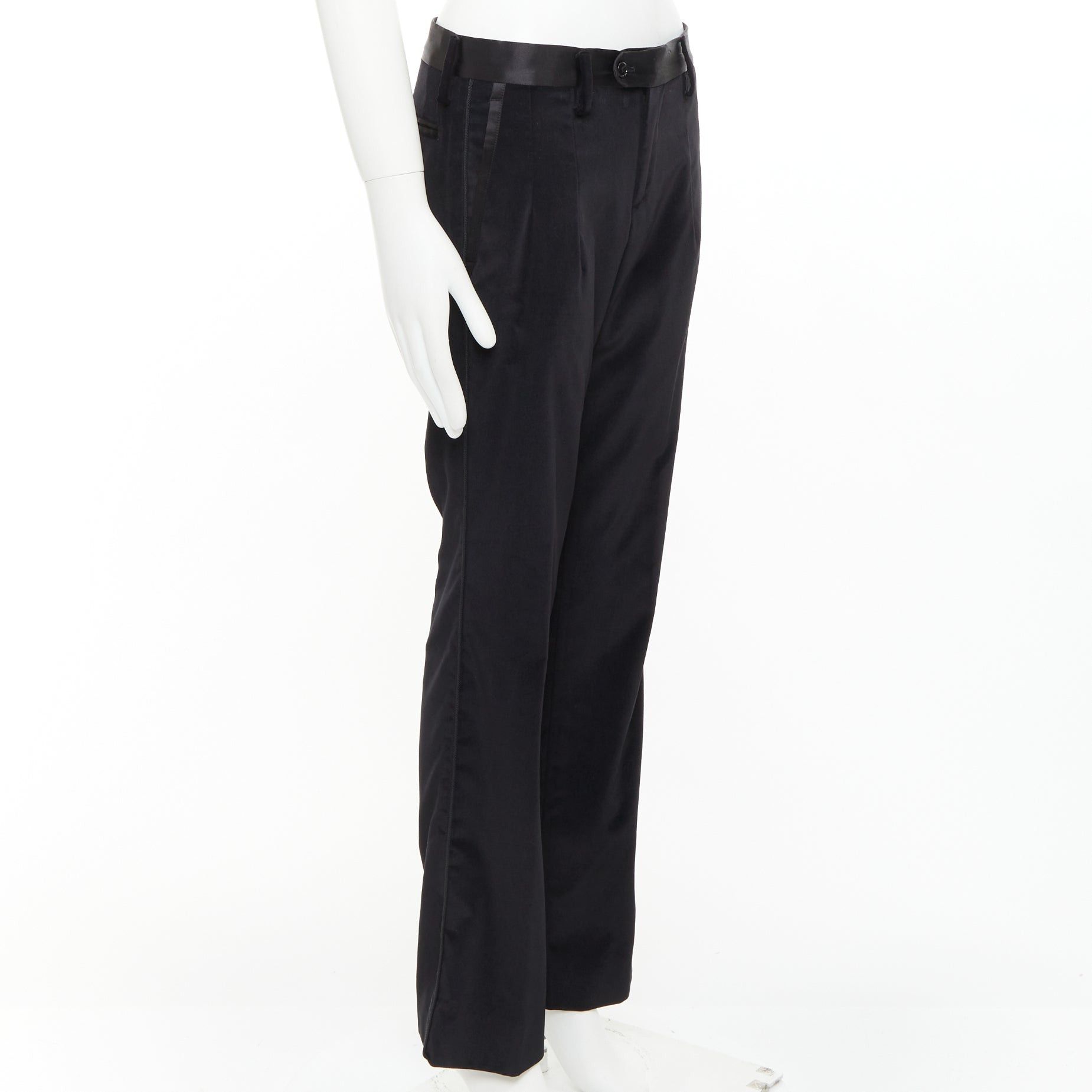 Dolce & Gabbana DOLCE GABBANA black cotton blend velvet satin trim tuxedo pants IT44 XS Size US 26 / EU 42 - 3 Thumbnail