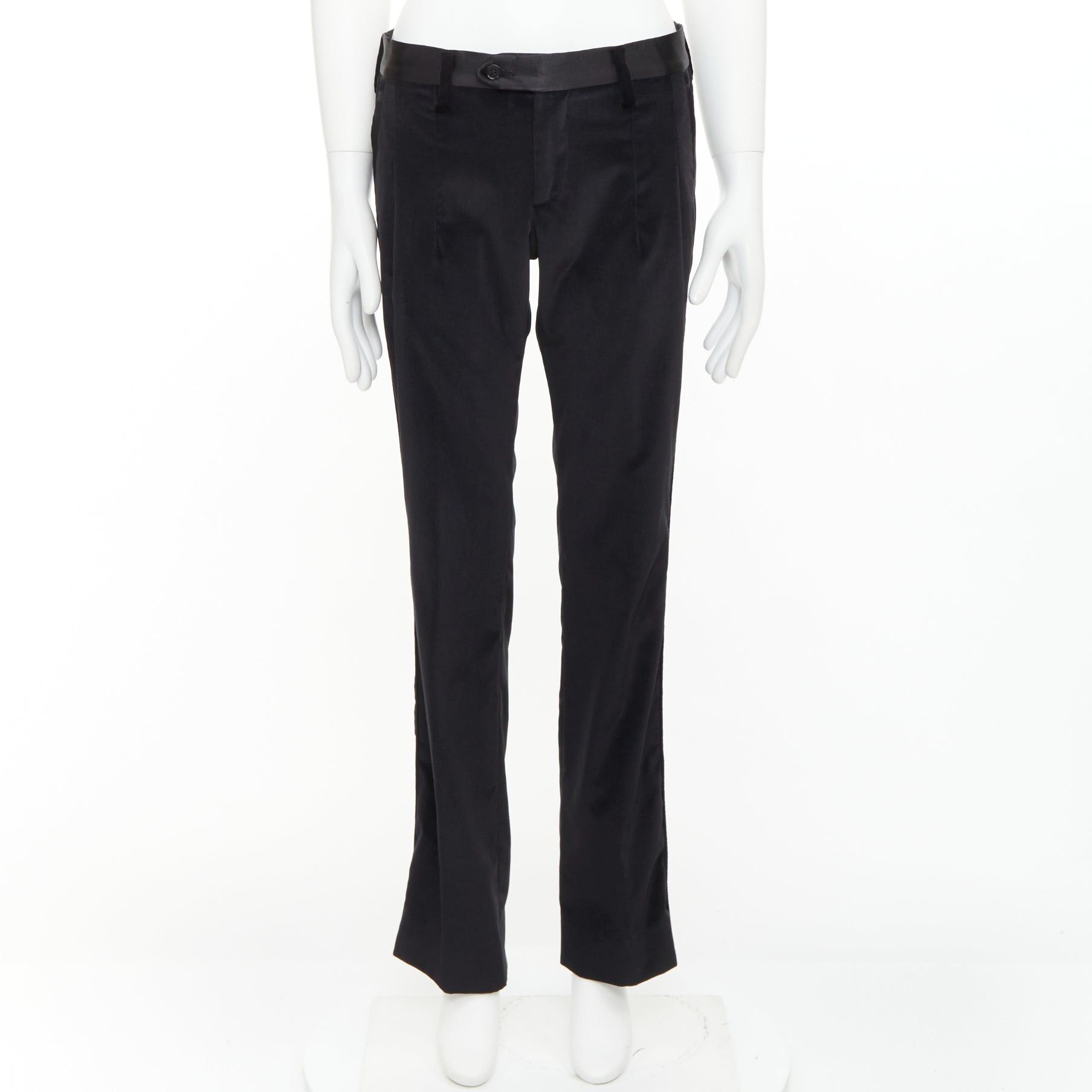 Dolce & Gabbana DOLCE GABBANA black cotton blend velvet satin trim tuxedo pants IT44 XS Size US 26 / EU 42 - 9 Thumbnail