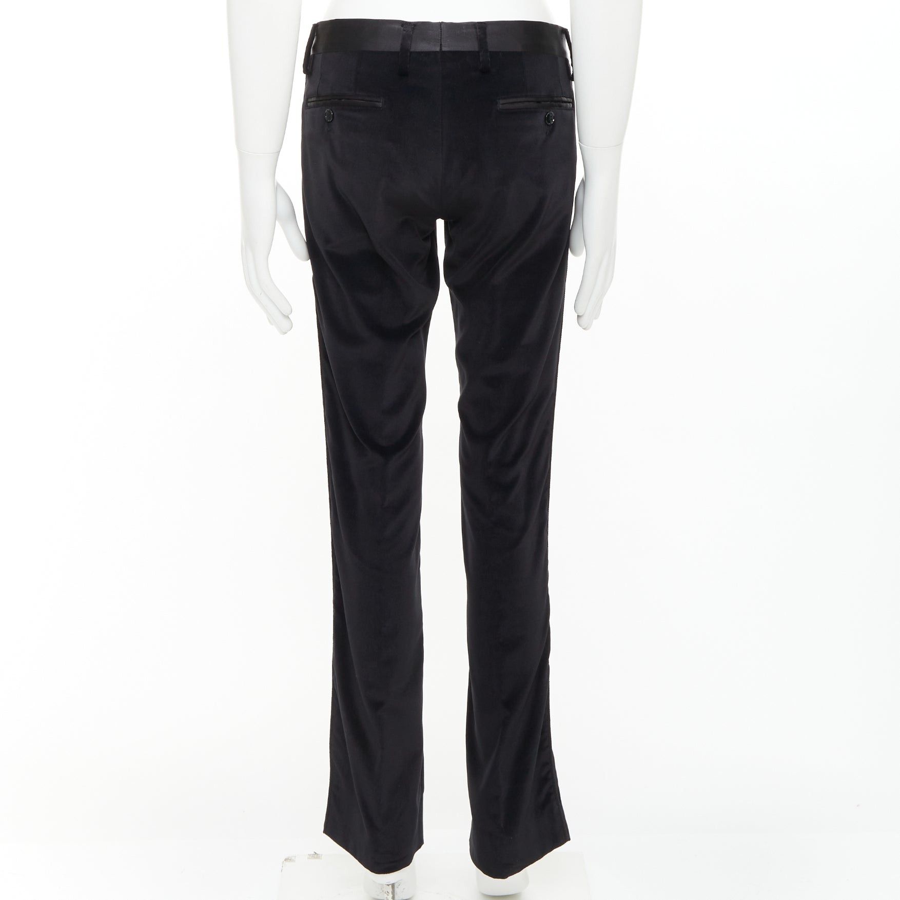 Dolce & Gabbana DOLCE GABBANA black cotton blend velvet satin trim tuxedo pants IT44 XS Size US 26 / EU 42 - 5 Thumbnail