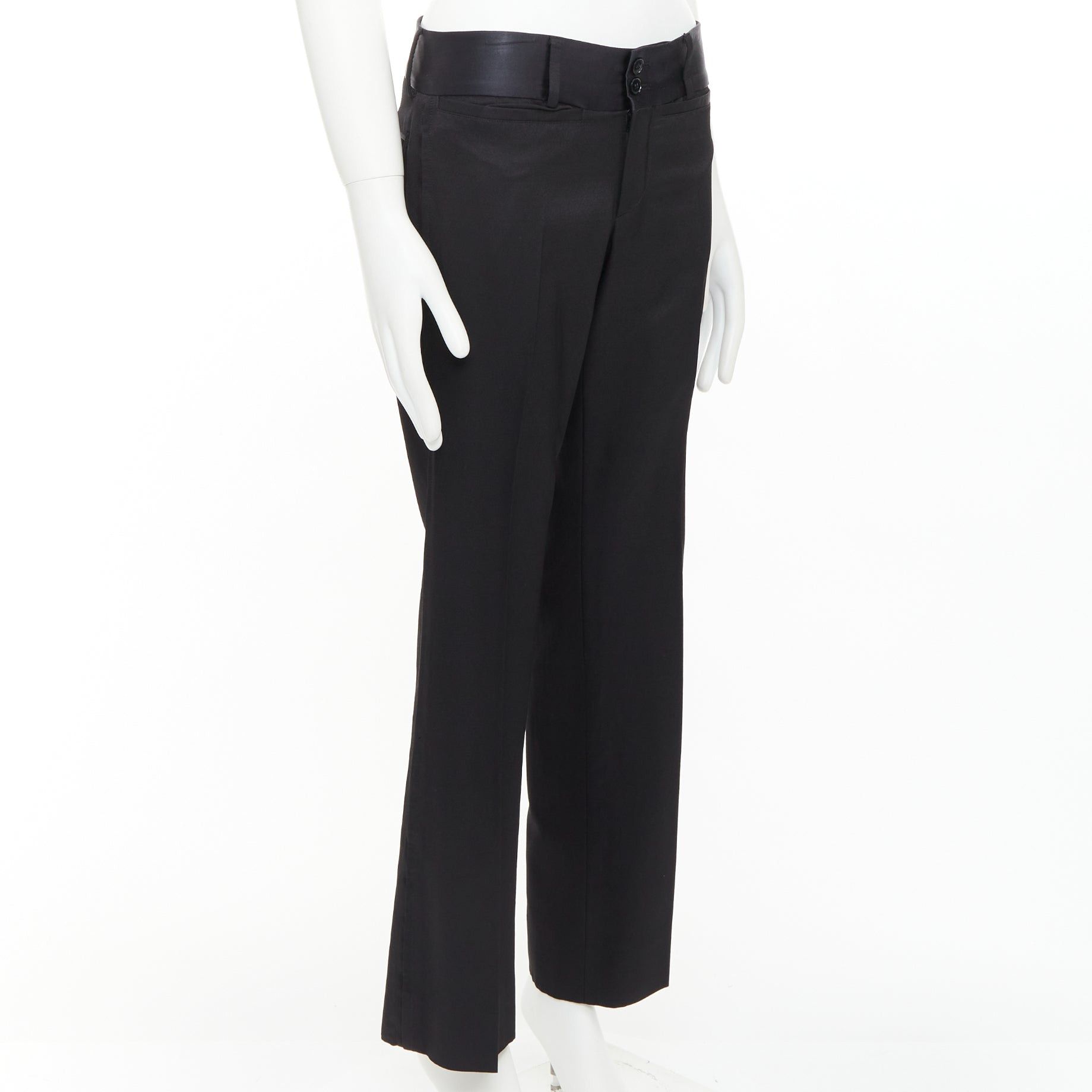 Dolce & Gabbana DOLCE GABBANA black virgin wool blend satin waist tuxedo pants IT44 XS Size US 26 / EU 42 - 3 Thumbnail