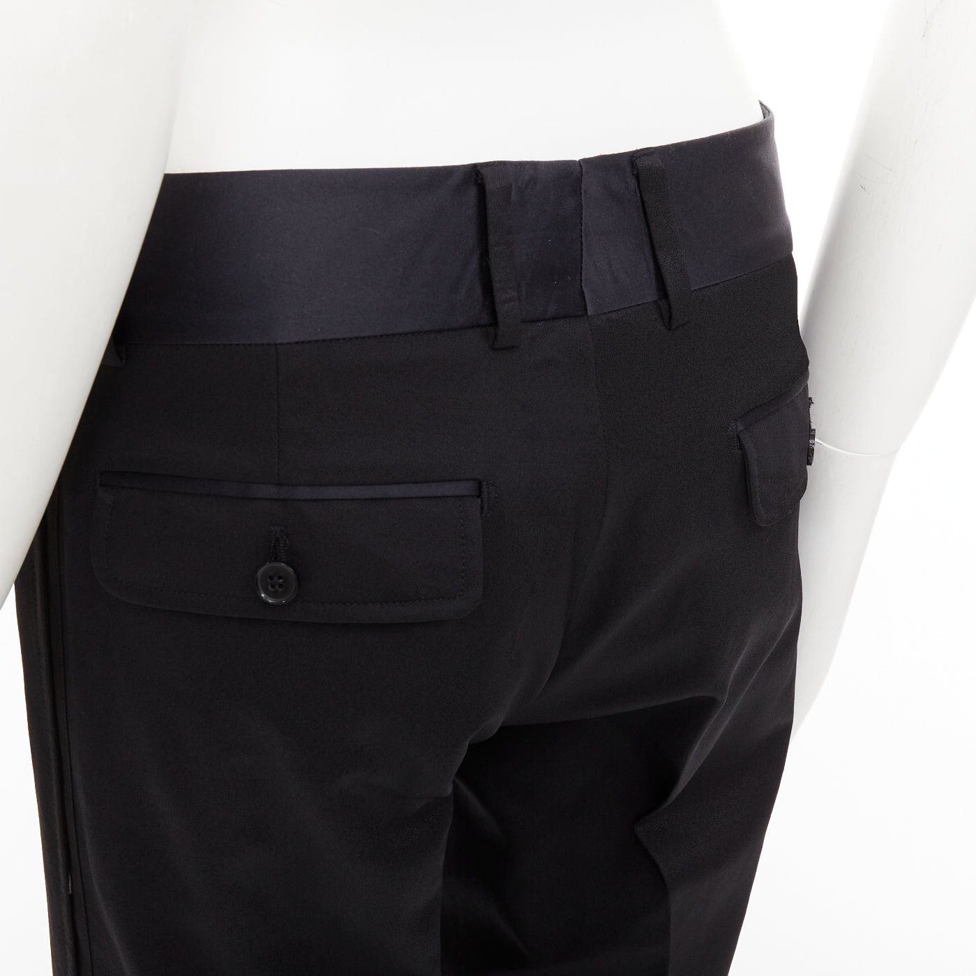 Dolce & Gabbana DOLCE GABBANA black virgin wool blend satin waist tuxedo pants IT44 XS Size US 26 / EU 42 - 7 Thumbnail