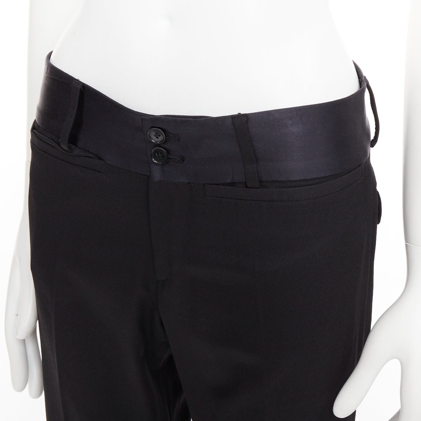 Dolce & Gabbana DOLCE GABBANA black virgin wool blend satin waist tuxedo pants IT44 XS Size US 26 / EU 42 - 2 Thumbnail