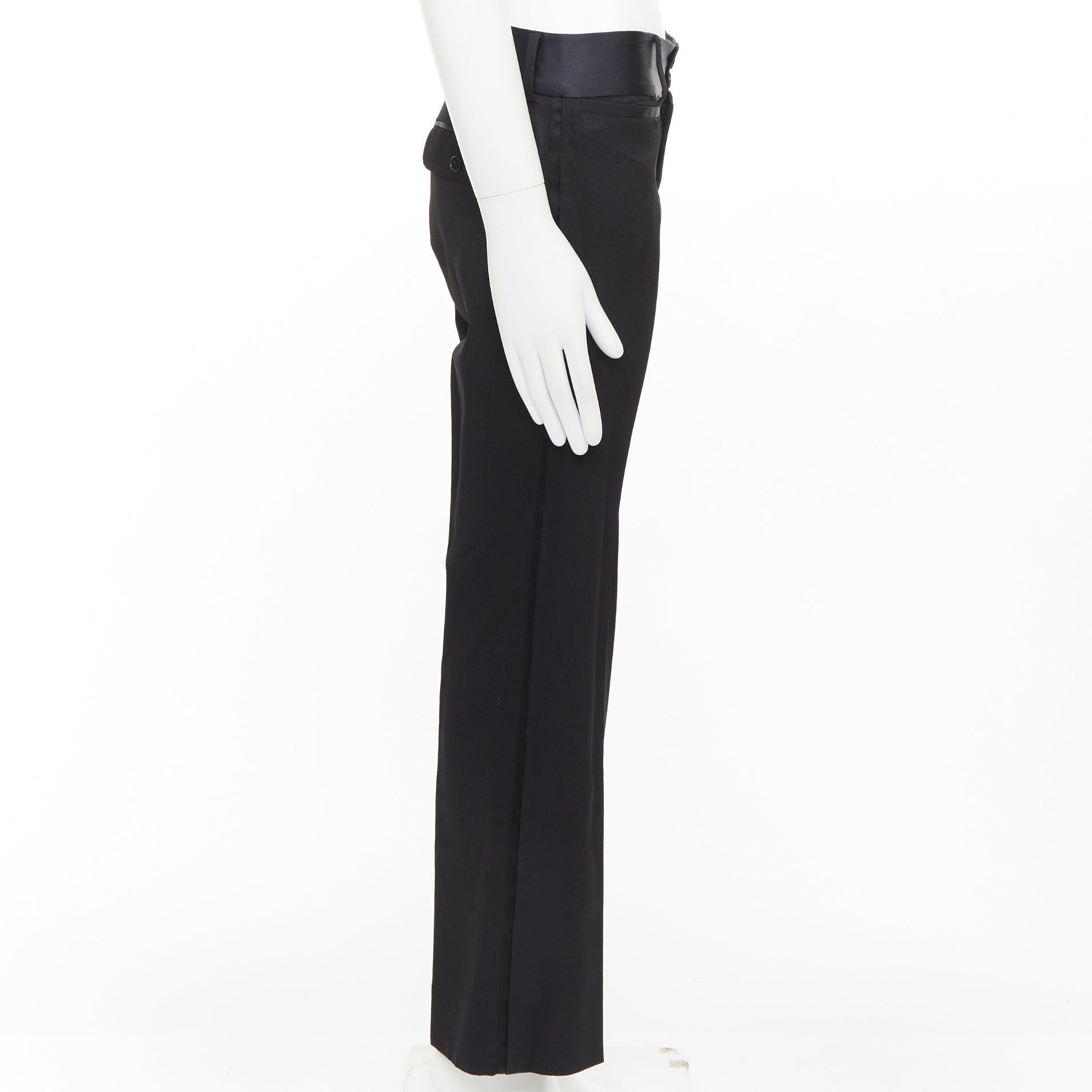 Dolce & Gabbana DOLCE GABBANA black virgin wool blend satin waist tuxedo pants IT44 XS Size US 26 / EU 42 - 4 Thumbnail