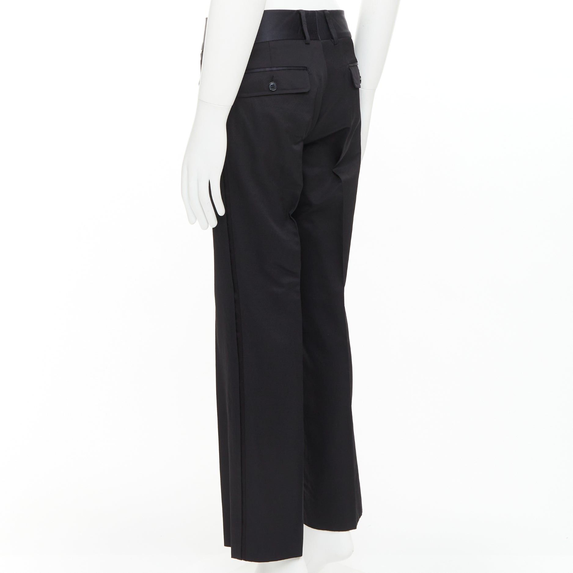 Dolce & Gabbana DOLCE GABBANA black virgin wool blend satin waist tuxedo pants IT44 XS Size US 26 / EU 42 - 6 Thumbnail