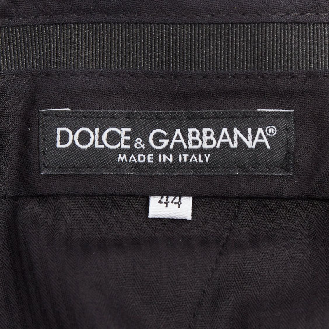 Dolce & Gabbana DOLCE GABBANA black wooly satin waist trim taperd mid waist pants IT44 XS Size US 26 / EU 42 - 8 Thumbnail