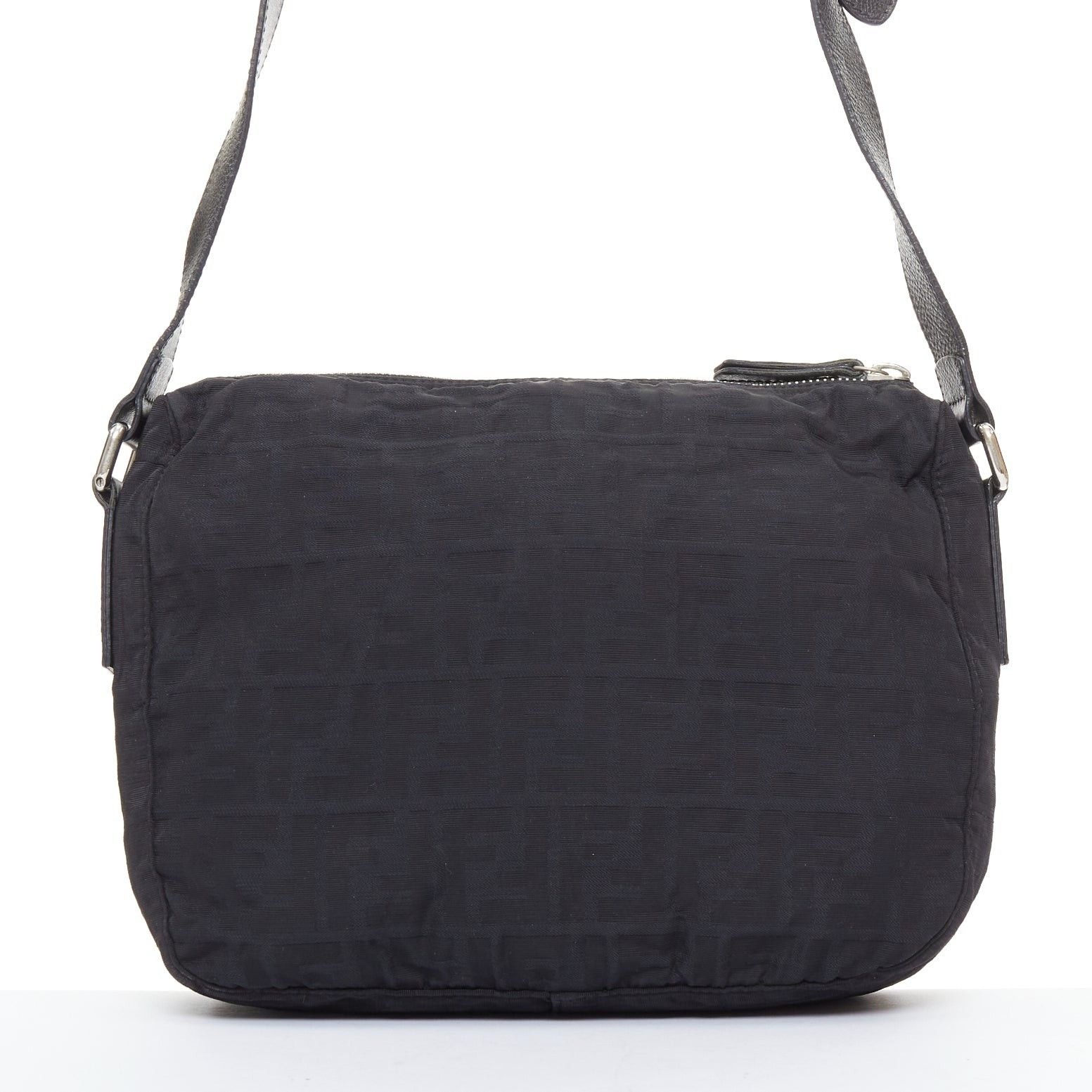 Fendi FENDI Vintage black FF Zucca monogram leather trim crossbody messenger bag Size ONE SIZE - 5 Thumbnail
