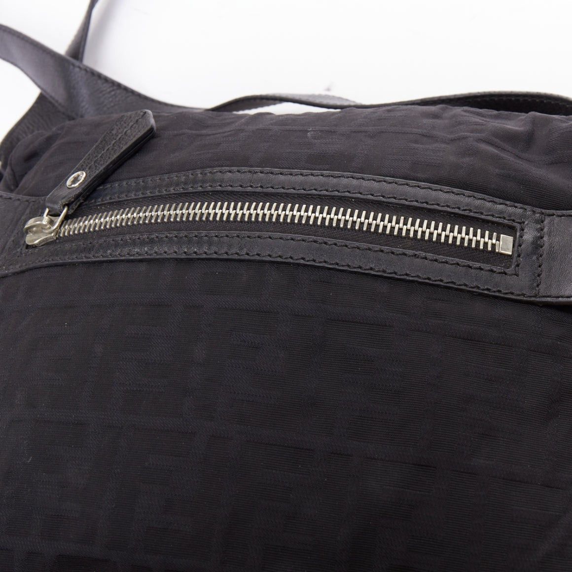 Fendi FENDI Vintage black FF Zucca monogram leather trim crossbody messenger bag Size ONE SIZE - 7 Thumbnail