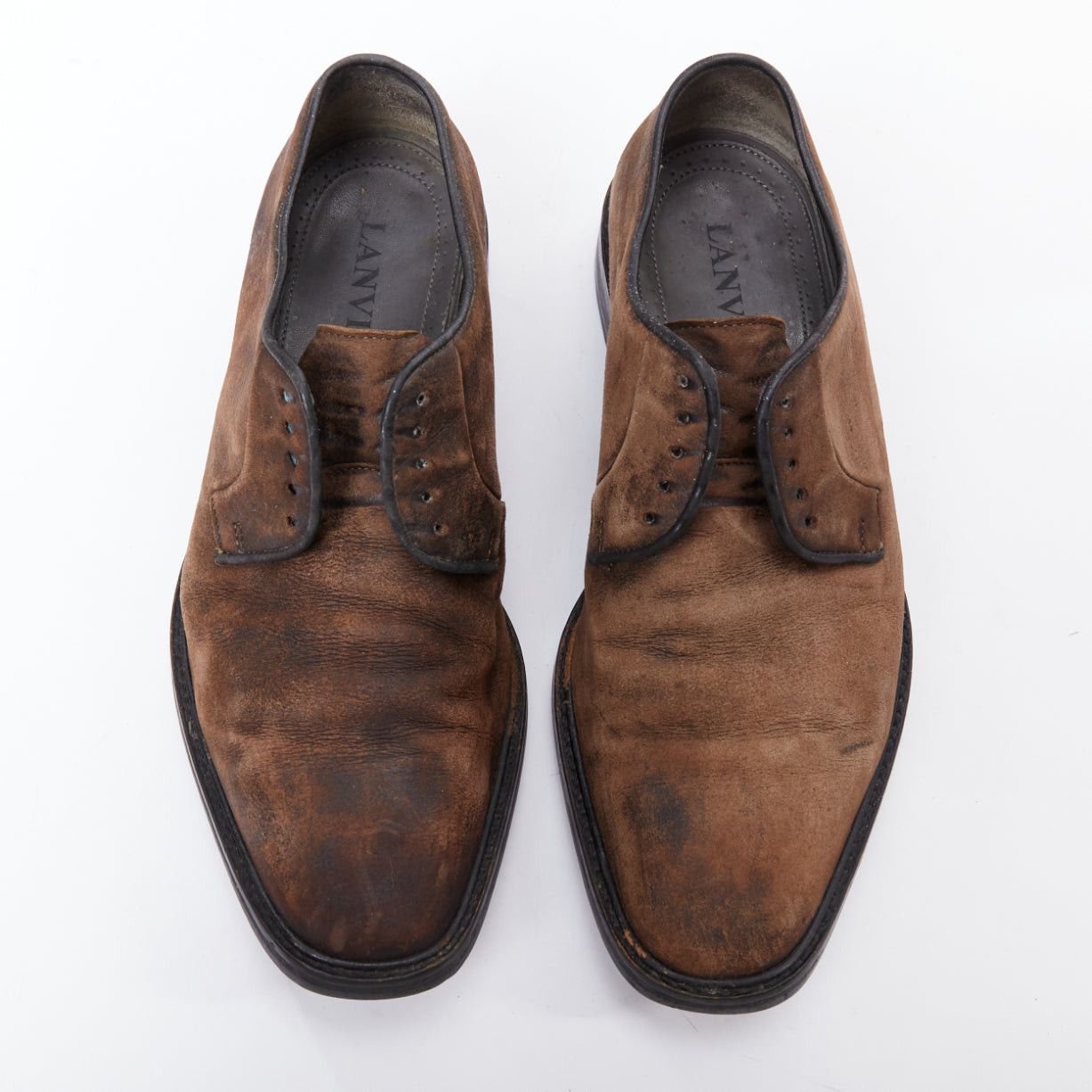 Lanvin LANVIN brown distressed brushed leather slip on laceless brogues UK5 EU38 Size US 5 / EU 37 - 3 Thumbnail