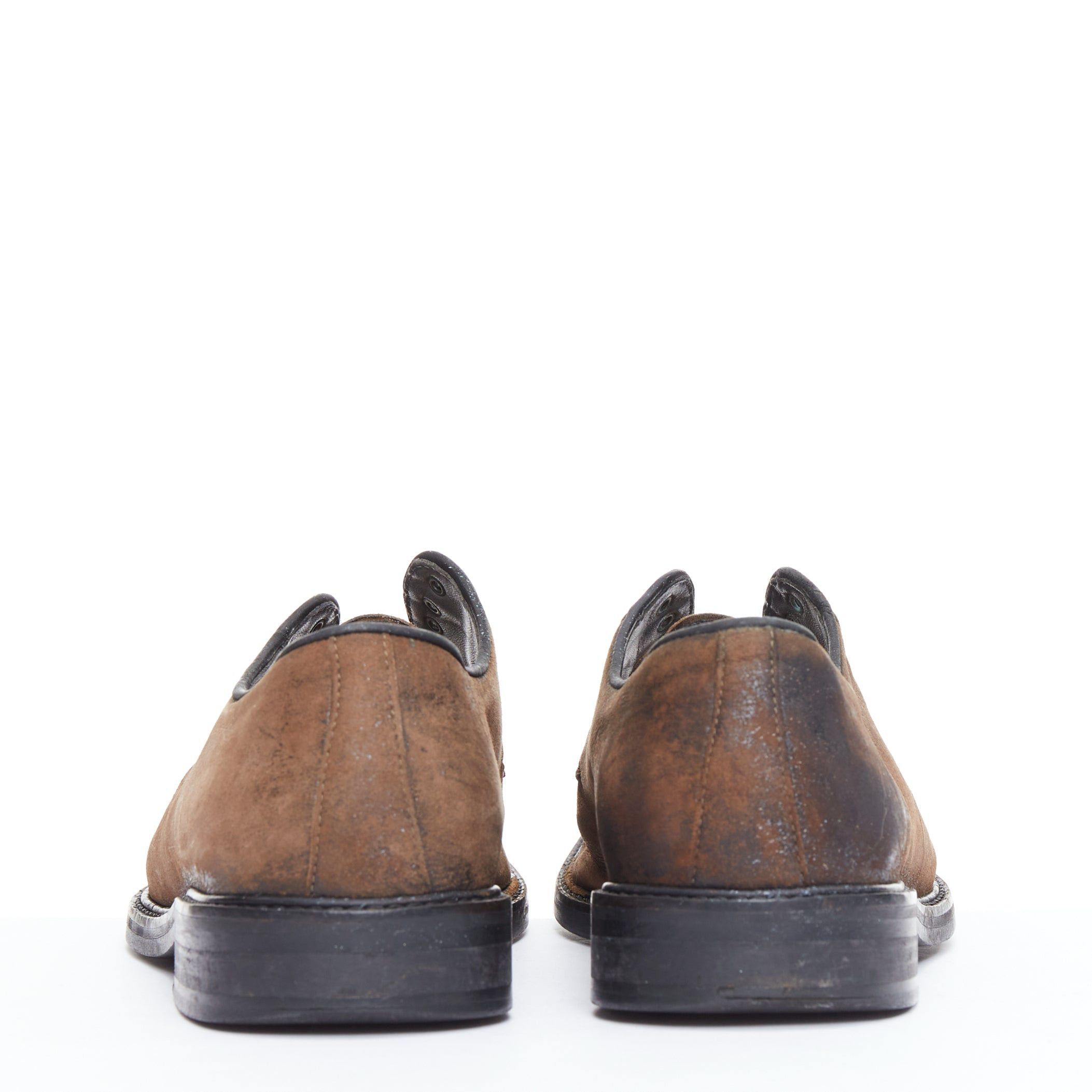 Lanvin LANVIN brown distressed brushed leather slip on laceless brogues UK5 EU38 Size US 5 / EU 37 - 5 Thumbnail