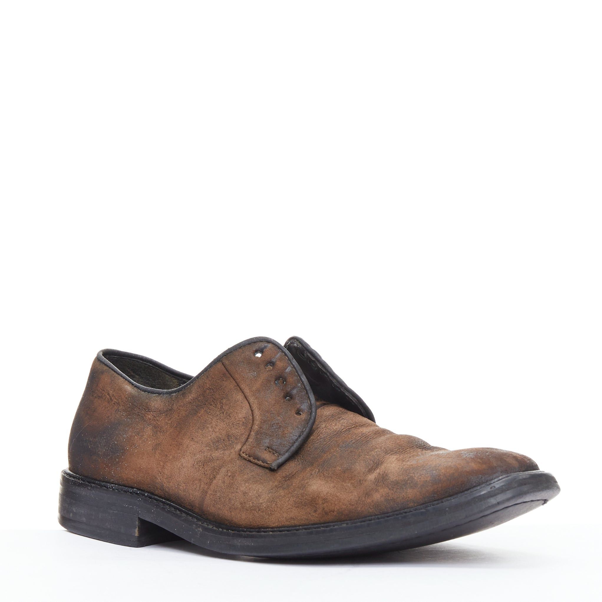 Lanvin LANVIN brown distressed brushed leather slip on laceless brogues UK5 EU38 Size US 5 / EU 37 - 2 Thumbnail