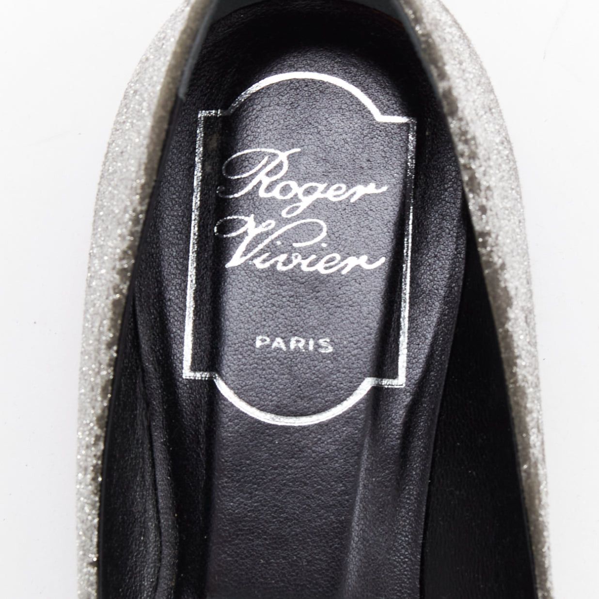 Roger Vivier ROGER VIVIER silver glitter crystal buckle pointy toe ballerina flats EU37 Size US 7 / IT 37 - 9 Thumbnail