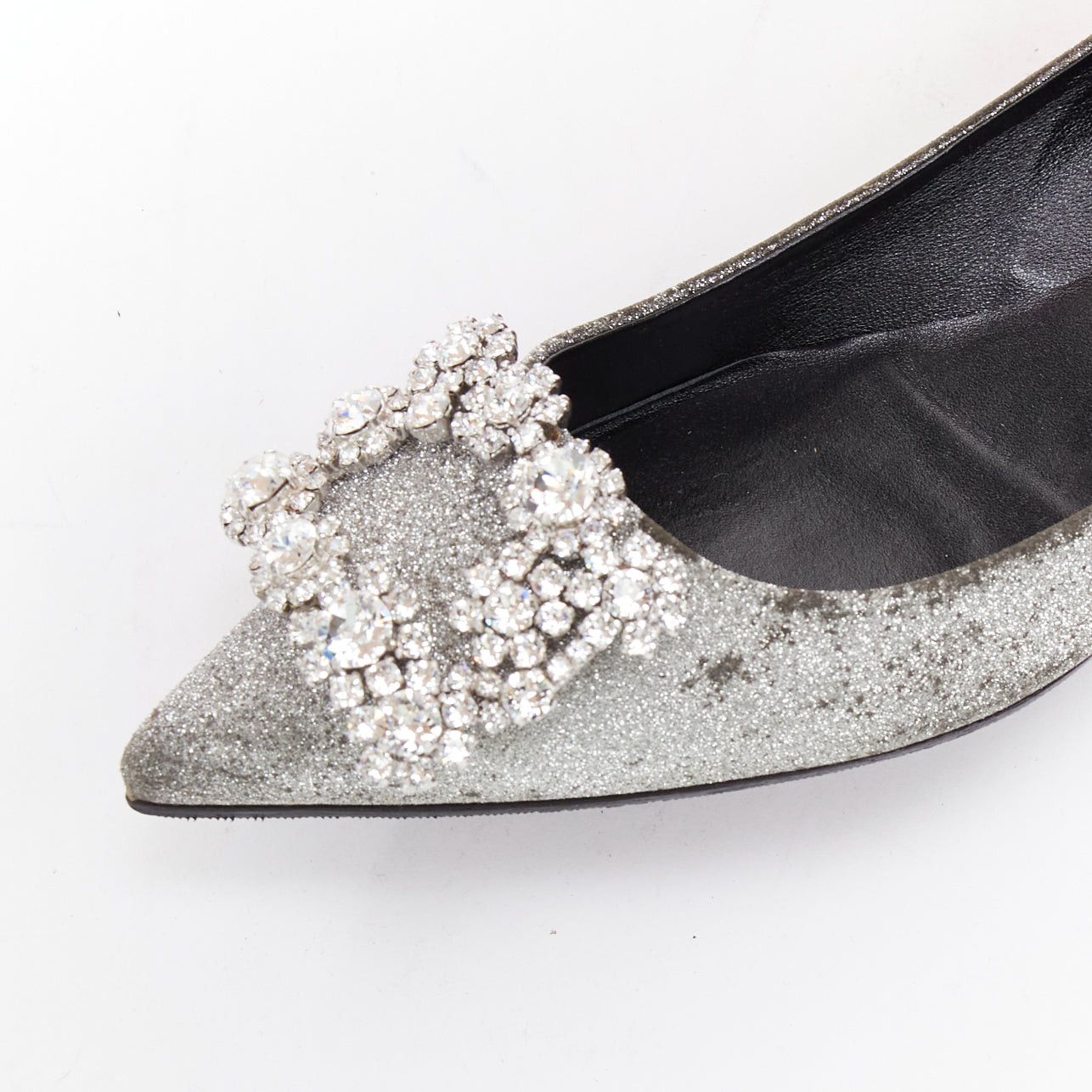Roger Vivier ROGER VIVIER silver glitter crystal buckle pointy toe ballerina flats EU37 Size US 7 / IT 37 - 7 Thumbnail