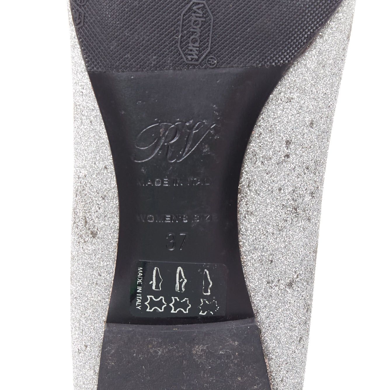 Roger Vivier ROGER VIVIER silver glitter crystal buckle pointy toe ballerina flats EU37 Size US 7 / IT 37 - 10 Thumbnail