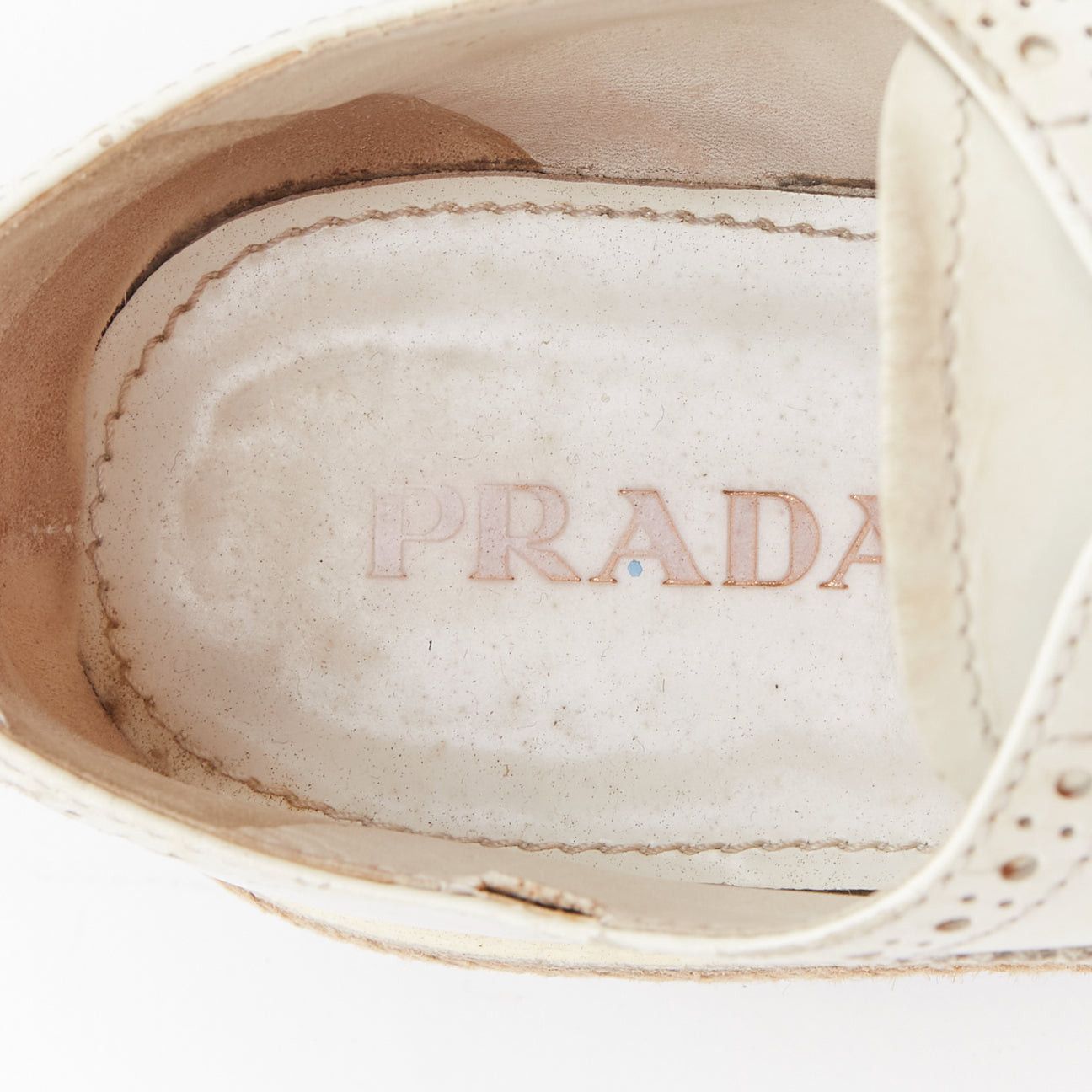 Prada PRADA Wingtip white green leather espadrille wedged brogue oxfords EU35.5 Size US 5.5 / IT 35.5 - 9 Thumbnail