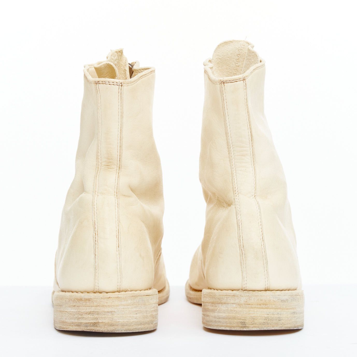 Guidi GUIDI cream full grain leather silver front zip combat boots EU39 Size US 9 / IT 39 - 5 Thumbnail