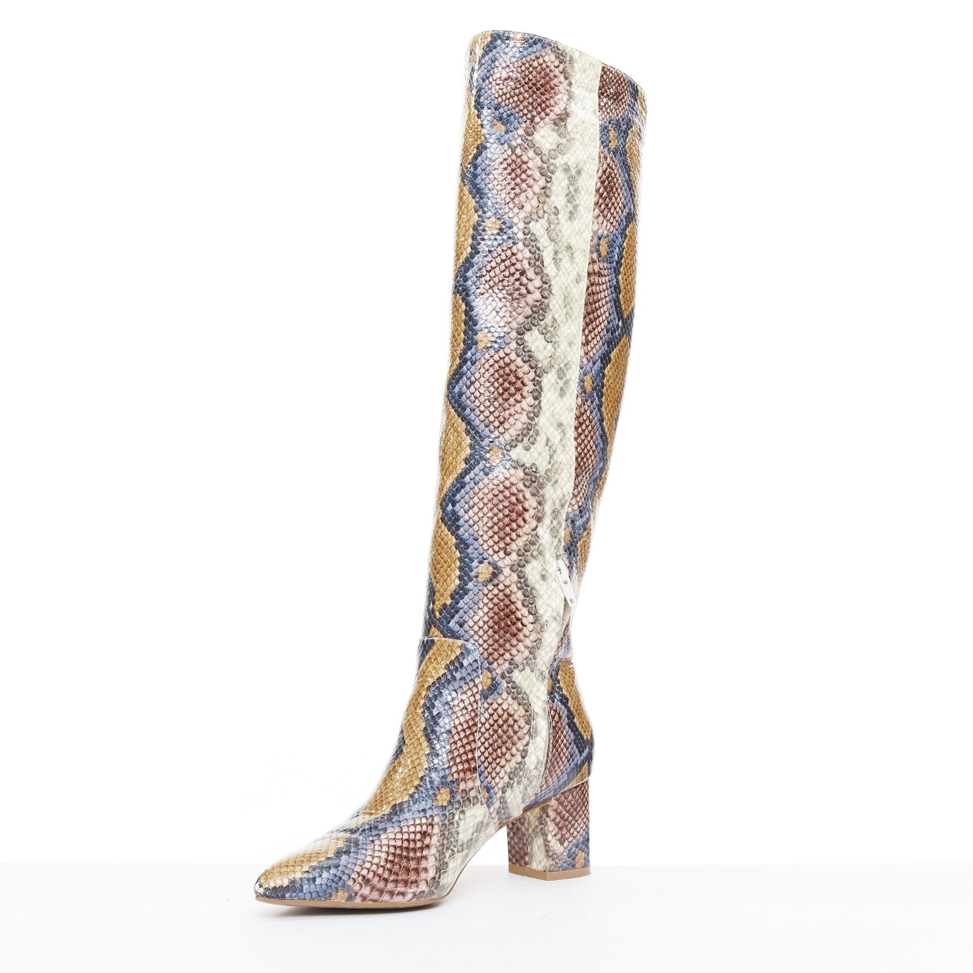 Kurt Geiger KURT GEIGER Briya beige cream scaled leather print tall mid boots EU36 Size US 6 / IT 36 - 4 Thumbnail