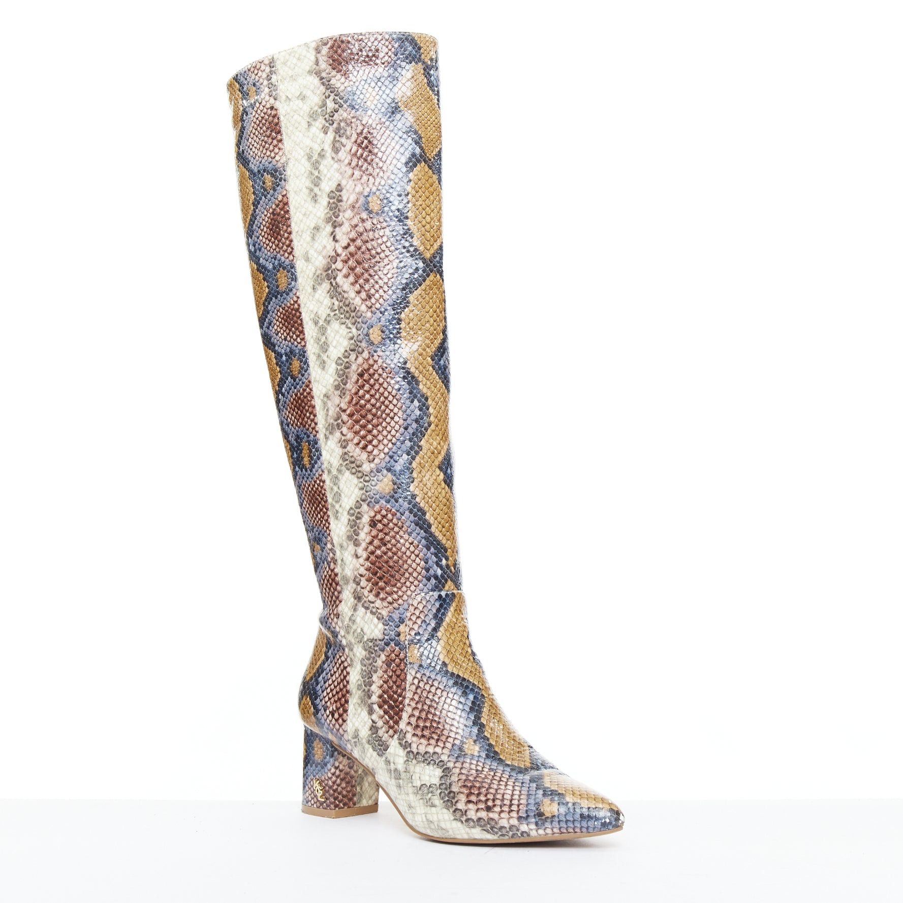 Kurt Geiger KURT GEIGER Briya beige cream scaled leather print tall mid boots EU36 Size US 6 / IT 36 - 2 Thumbnail