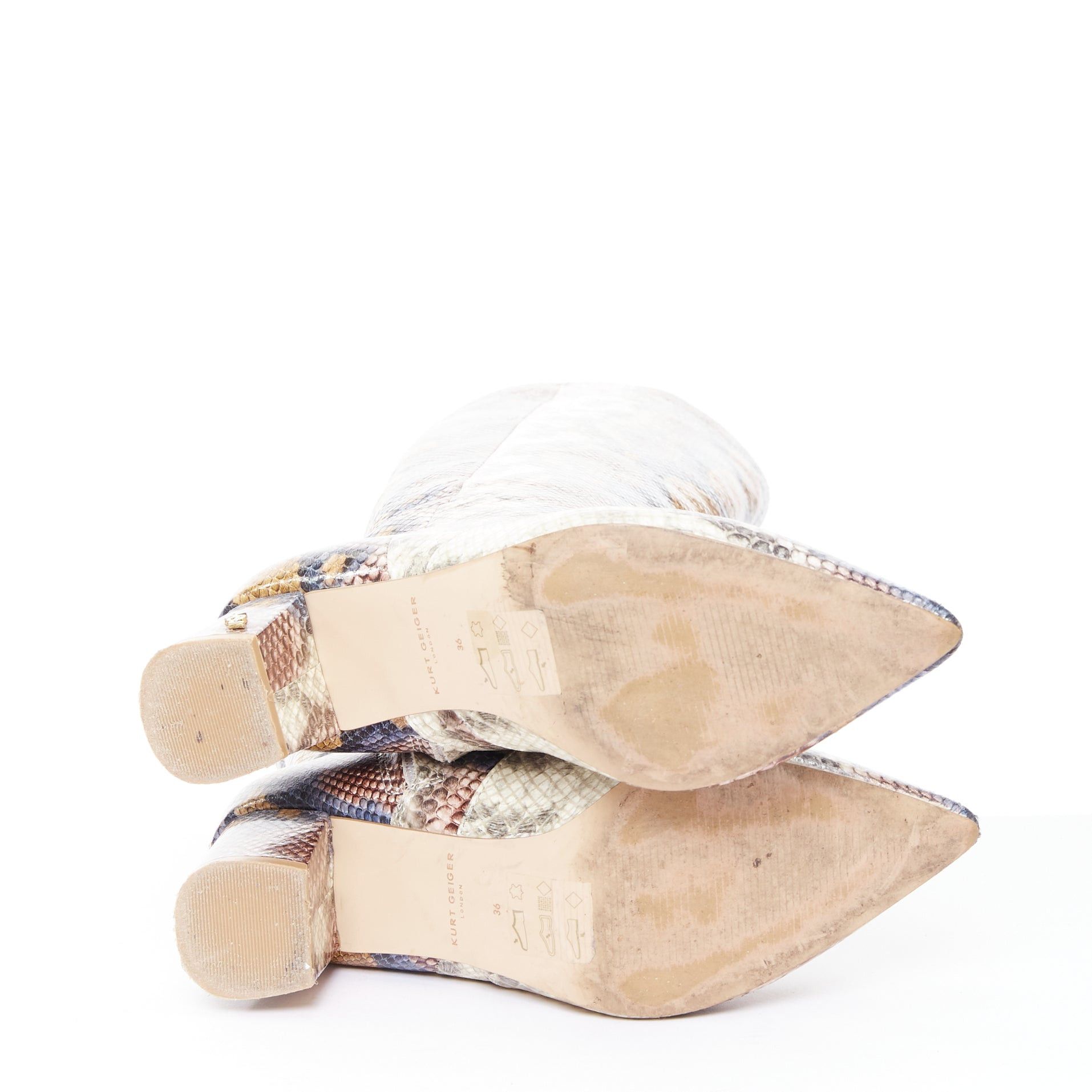 Kurt Geiger KURT GEIGER Briya beige cream scaled leather print tall mid boots EU36 Size US 6 / IT 36 - 12 Thumbnail