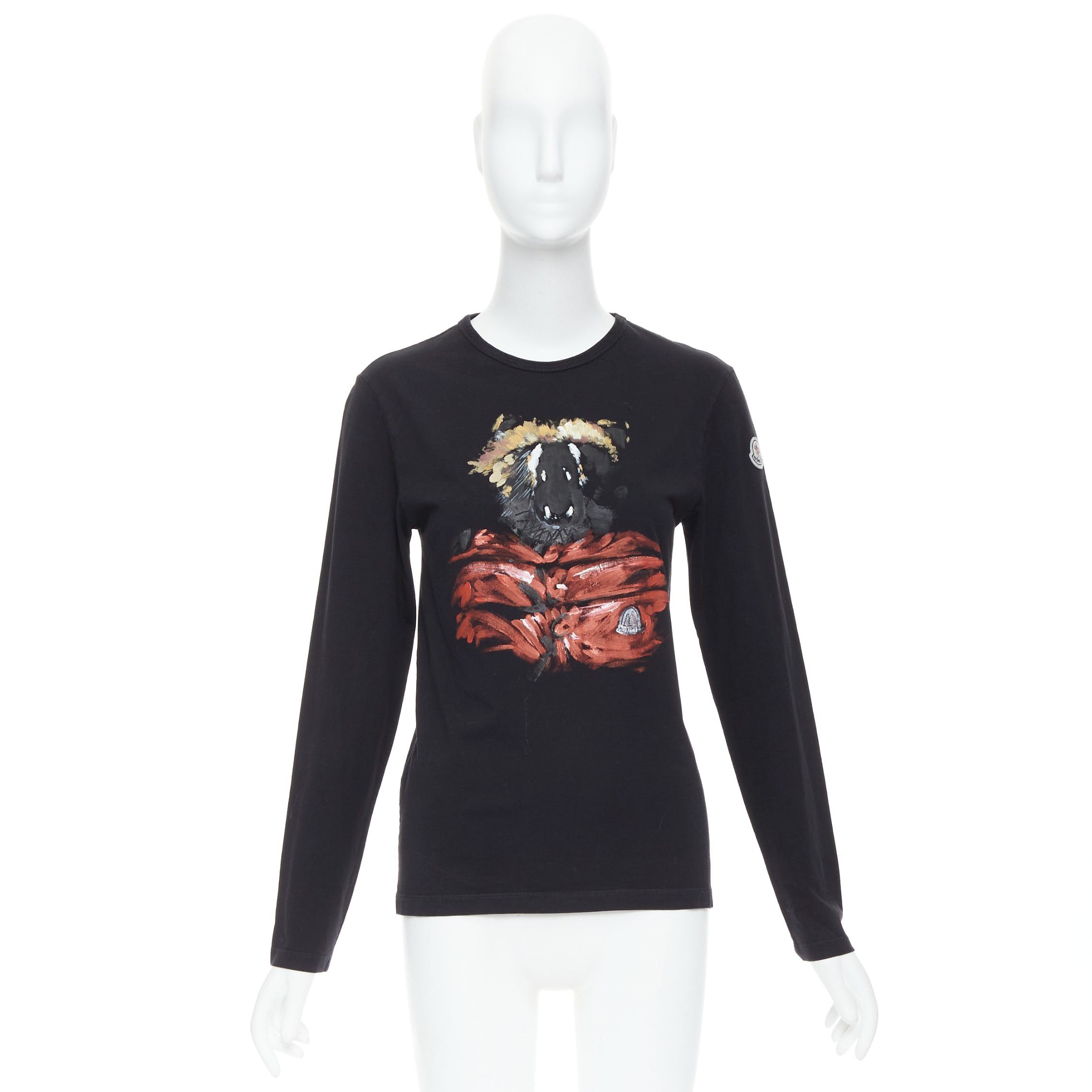 Moncler MONCLER red grey painted graphic black logo long sleeve tshirt Size S / US 4 / IT 40 - 8 Thumbnail