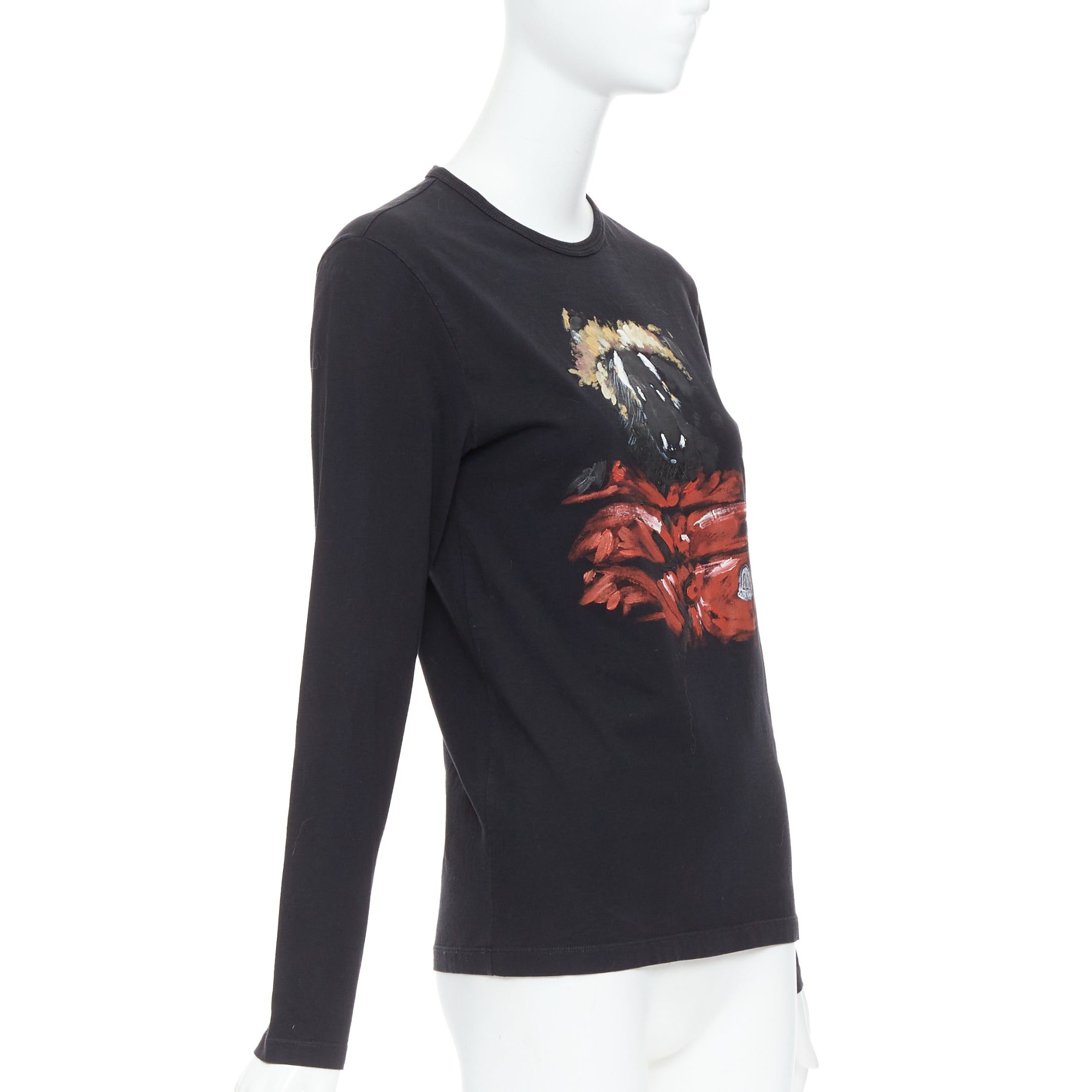 Moncler MONCLER red grey painted graphic black logo long sleeve tshirt Size S / US 4 / IT 40 - 3 Thumbnail