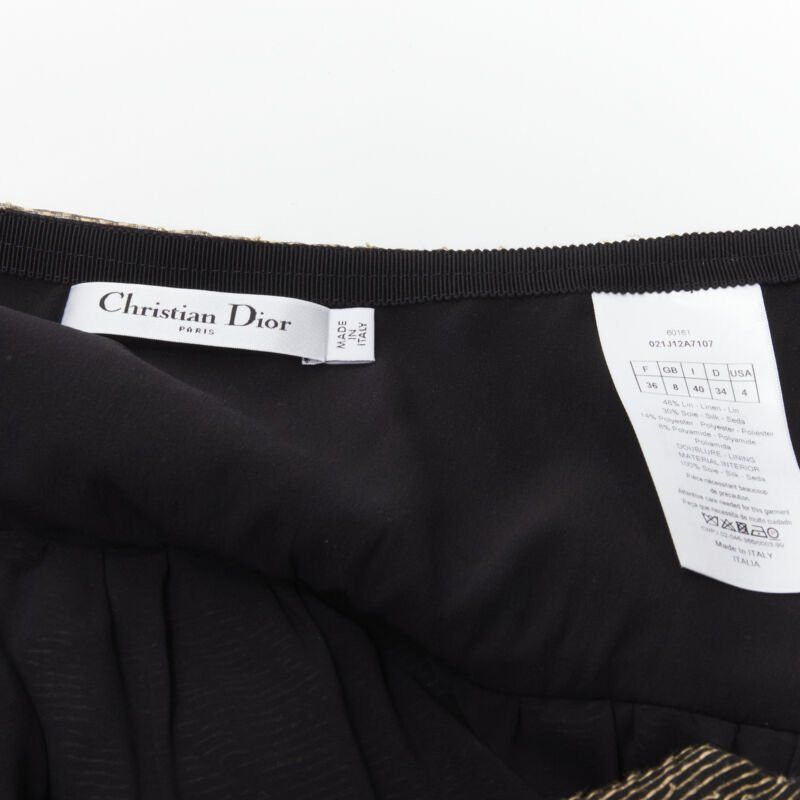 Dior CHRISTIAN DIOR 2021 linen silk gold black leaf pattern faille full skirt FR36 XS Size 27" / US 4 / IT 40 - 9 Thumbnail