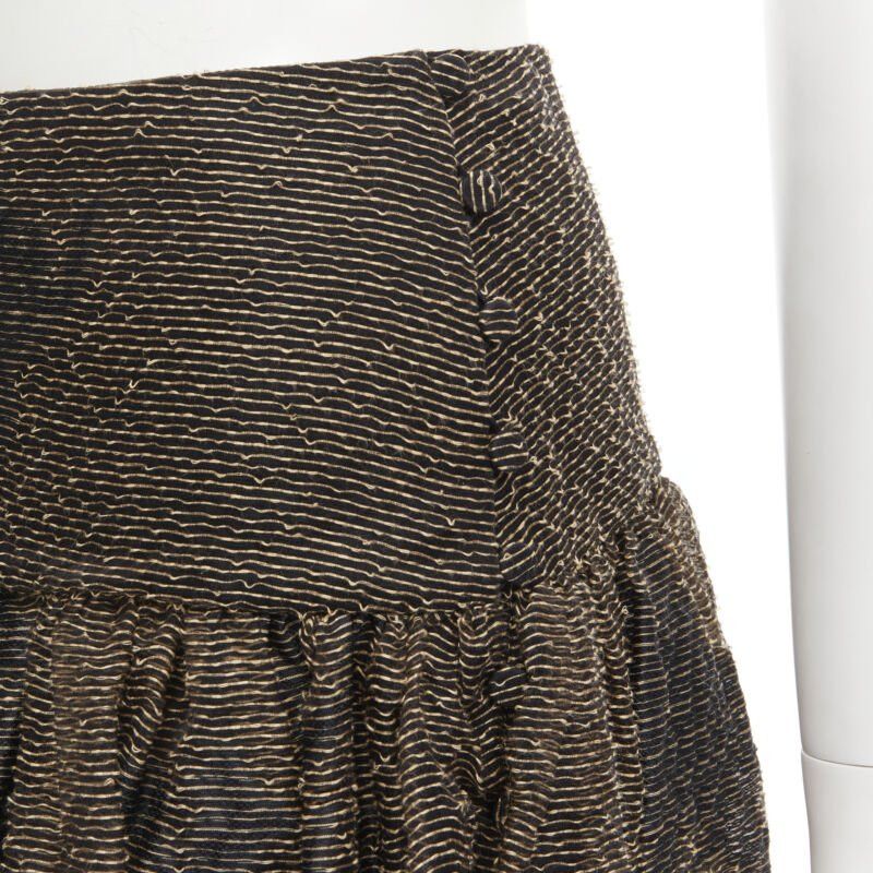 Dior CHRISTIAN DIOR 2021 linen silk gold black leaf pattern faille full skirt FR36 XS Size 27" / US 4 / IT 40 - 8 Thumbnail