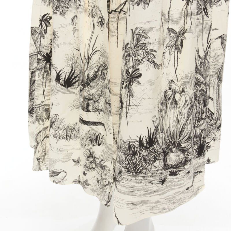 Dior CHRISTIAN DIOR Fantaisie beige illustration print cotton midi skirt FR34 XS Size 26" / US 2 / IT 38 - 8 Thumbnail