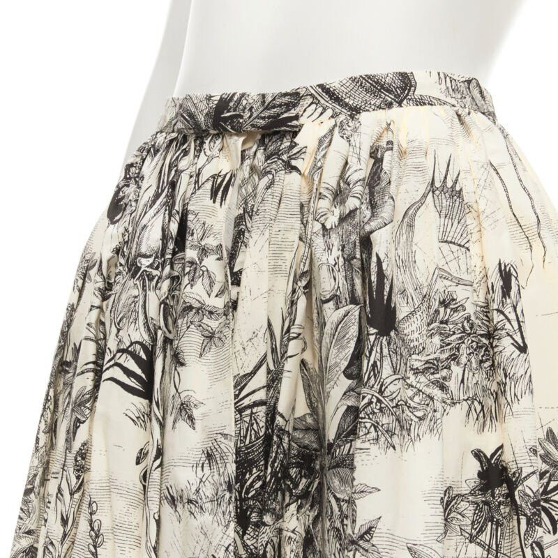 Dior CHRISTIAN DIOR Fantaisie beige illustration print cotton midi skirt FR34 XS Size 26" / US 2 / IT 38 - 2 Thumbnail