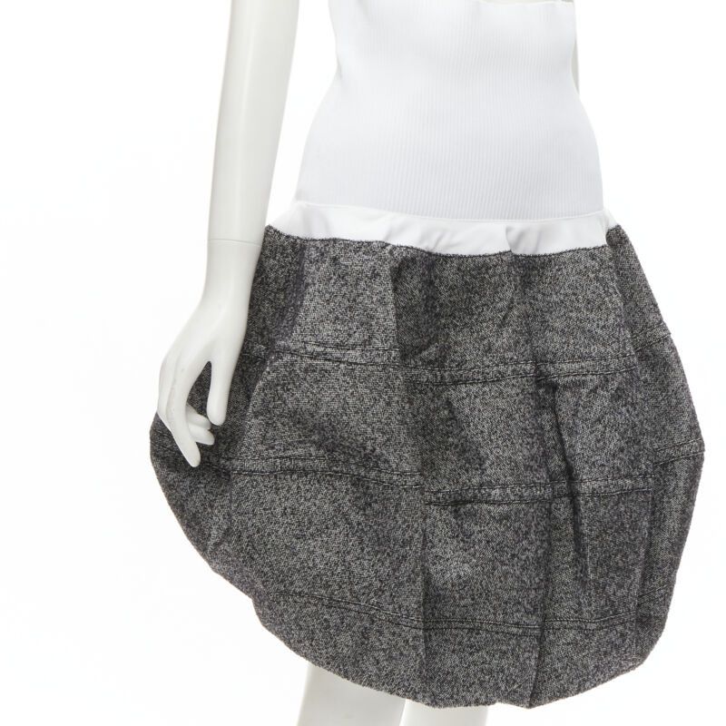 Louis Vuitton LOUIS VUITTON 2021 Runway white ribbed grey wool dropped bubble skirt FR34 XS Size 26" / US 2 / IT 38 - 2 Thumbnail