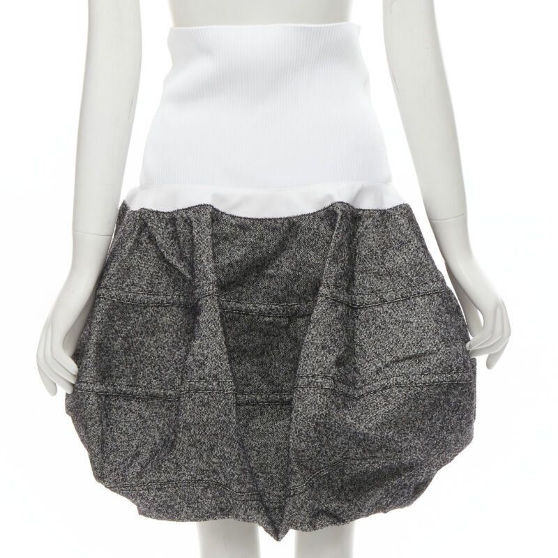 Louis Vuitton LOUIS VUITTON 2021 Runway white ribbed grey wool dropped bubble skirt FR34 XS Size 26" / US 2 / IT 38 - 5 Thumbnail