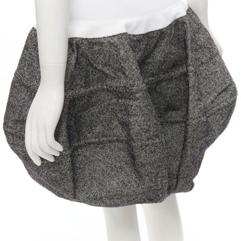 Louis Vuitton LOUIS VUITTON 2021 Runway white ribbed grey wool dropped bubble skirt FR34 XS Size 26" / US 2 / IT 38 - 6 Thumbnail