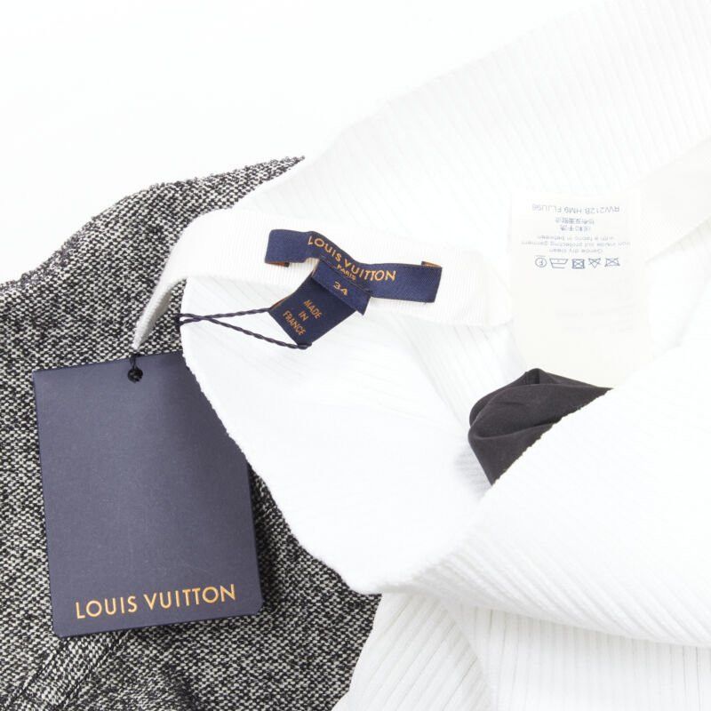 Louis Vuitton LOUIS VUITTON 2021 Runway white ribbed grey wool dropped bubble skirt FR34 XS Size 26" / US 2 / IT 38 - 9 Thumbnail