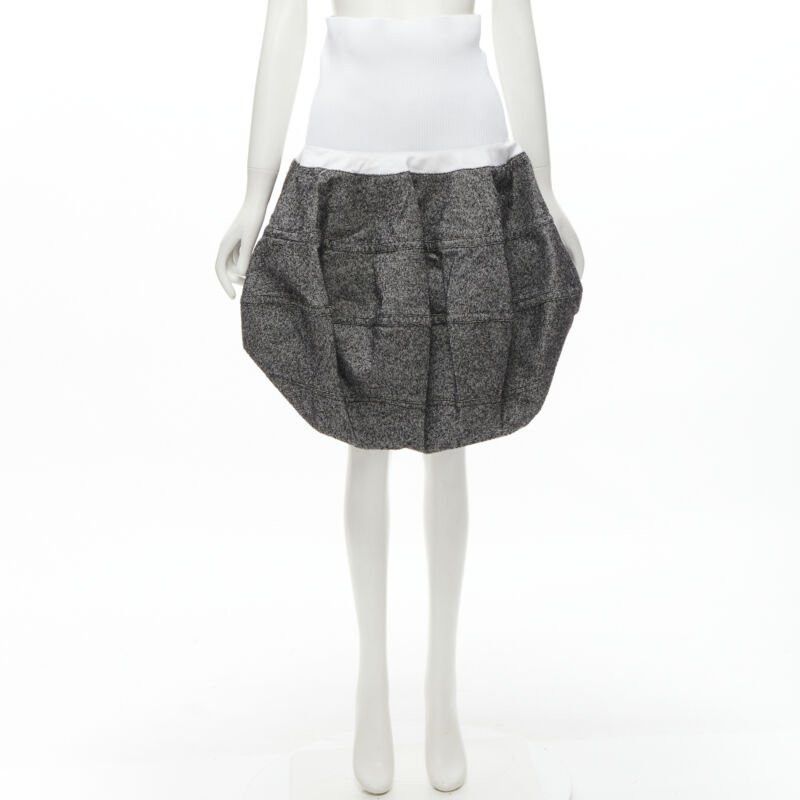 Louis Vuitton LOUIS VUITTON 2021 Runway white ribbed grey wool dropped bubble skirt FR34 XS Size 26" / US 2 / IT 38 - 10 Thumbnail