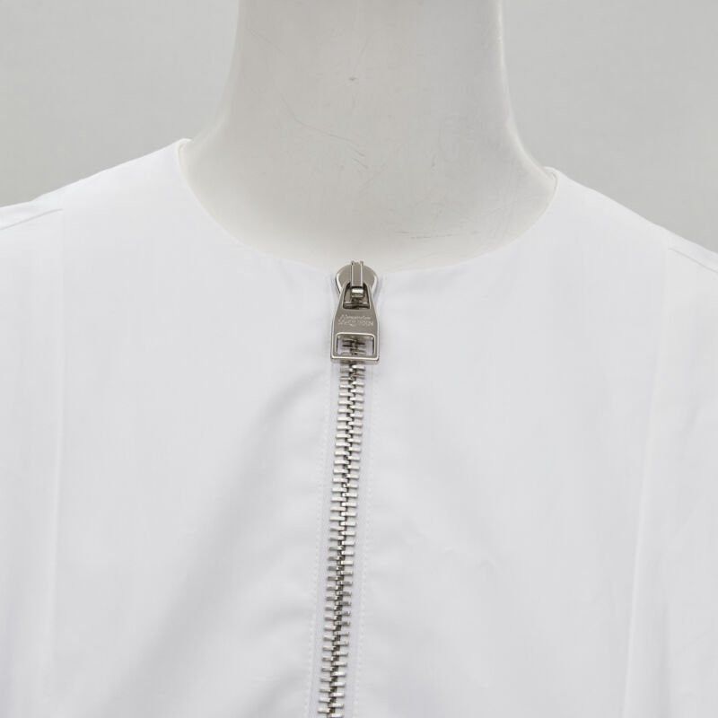 Alexander McQueen ALEXANDER MCQUEEN white cotton silver zip front puff sleeve flared dress IT36 XS Size XS / US 0-2 / IT 36-38 - 7 Thumbnail