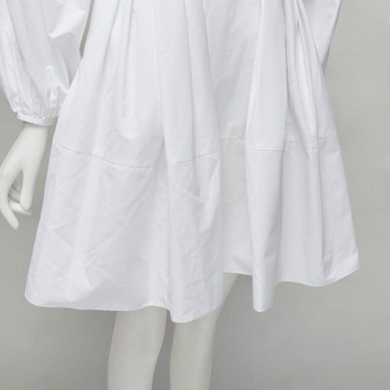 Alexander McQueen ALEXANDER MCQUEEN white cotton silver zip front puff sleeve flared dress IT36 XS Size XS / US 0-2 / IT 36-38 - 9 Thumbnail