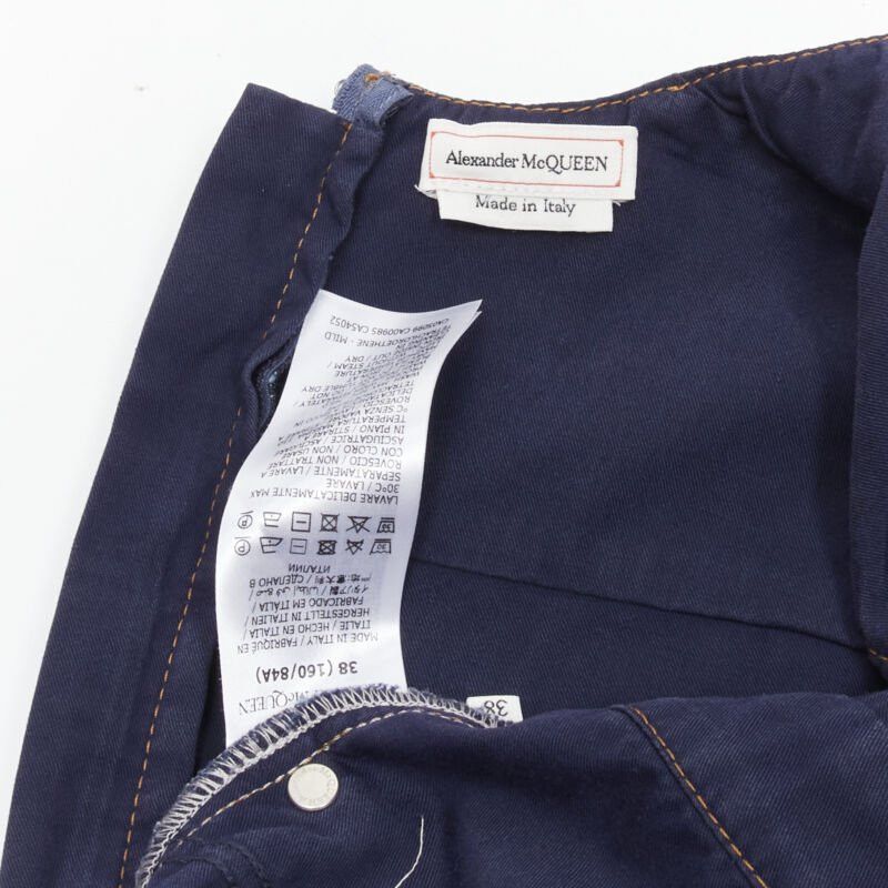 Alexander McQueen ALEXANDER MCQUEEN 2021 Runway washed denim shadow bodice midi dress IT38 XS Size XS / US 0-2 / IT 36-38 - 10 Thumbnail