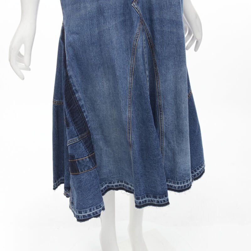 Alexander McQueen ALEXANDER MCQUEEN 2021 Runway washed denim shadow bodice midi dress IT38 XS Size XS / US 0-2 / IT 36-38 - 8 Thumbnail