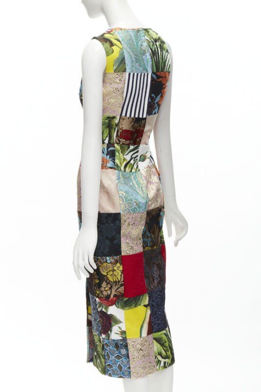 Dolce & Gabbana DOLCE GABBANA 2021 mixed grid patchwork jacquard front slit midi dress IT38 XS Size XS / US 0-2 / IT 36-38 - 6 Thumbnail