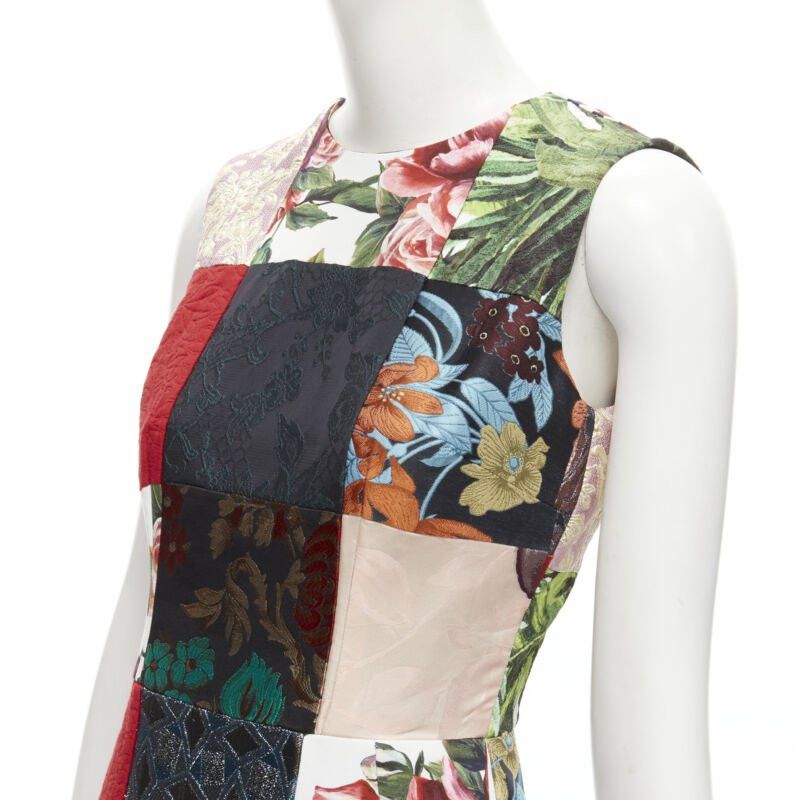 Dolce & Gabbana DOLCE GABBANA 2021 mixed grid patchwork jacquard front slit midi dress IT38 XS Size XS / US 0-2 / IT 36-38 - 2 Thumbnail