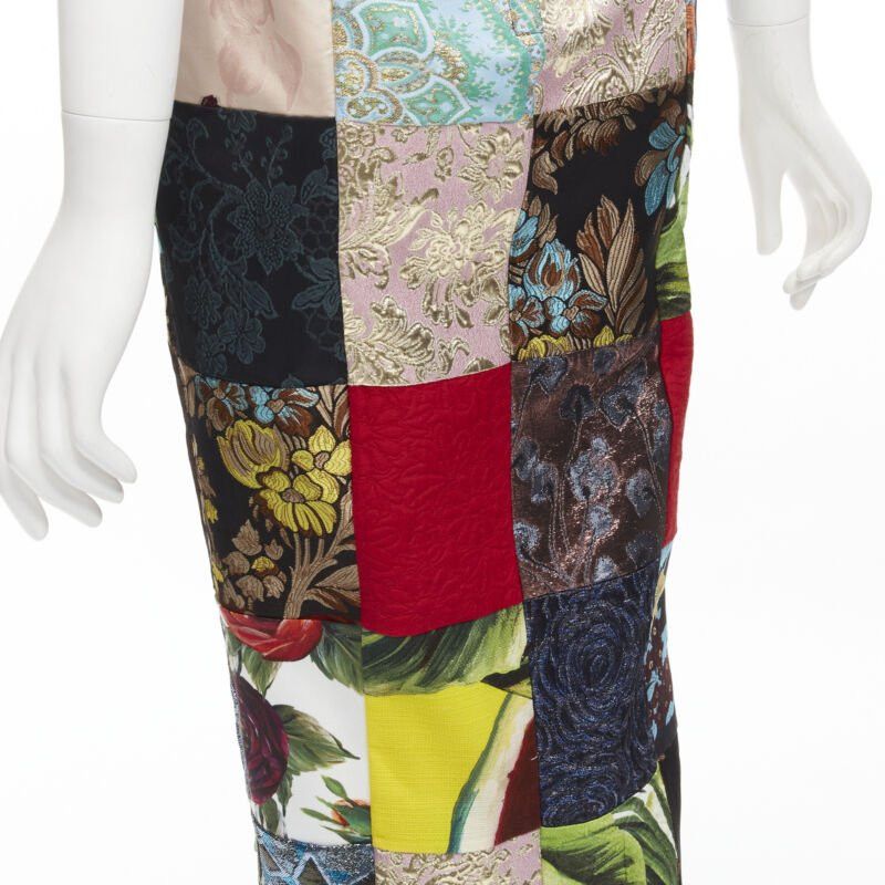 Dolce & Gabbana DOLCE GABBANA 2021 mixed grid patchwork jacquard front slit midi dress IT38 XS Size XS / US 0-2 / IT 36-38 - 8 Thumbnail