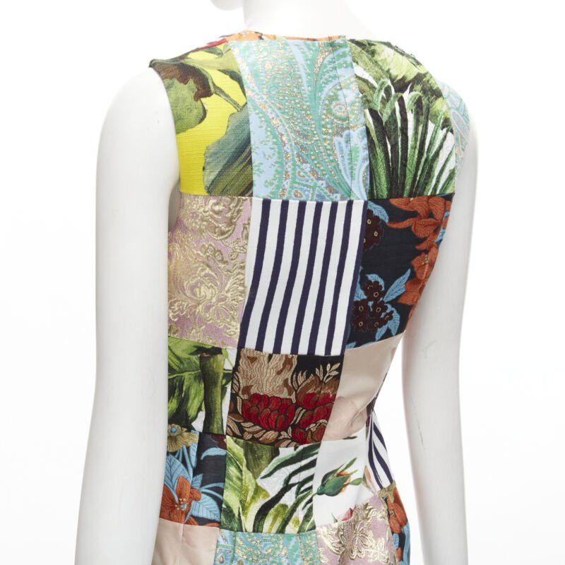 Dolce & Gabbana DOLCE GABBANA 2021 mixed grid patchwork jacquard front slit midi dress IT38 XS Size XS / US 0-2 / IT 36-38 - 7 Thumbnail