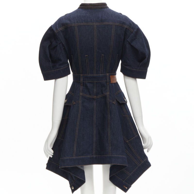 Alexander McQueen ALEXANDER MCQUEEN 2022 indigo blue denim corset rounded sleeve dress IT38 XS Size XS / US 0-2 / IT 36-38 - 5 Thumbnail