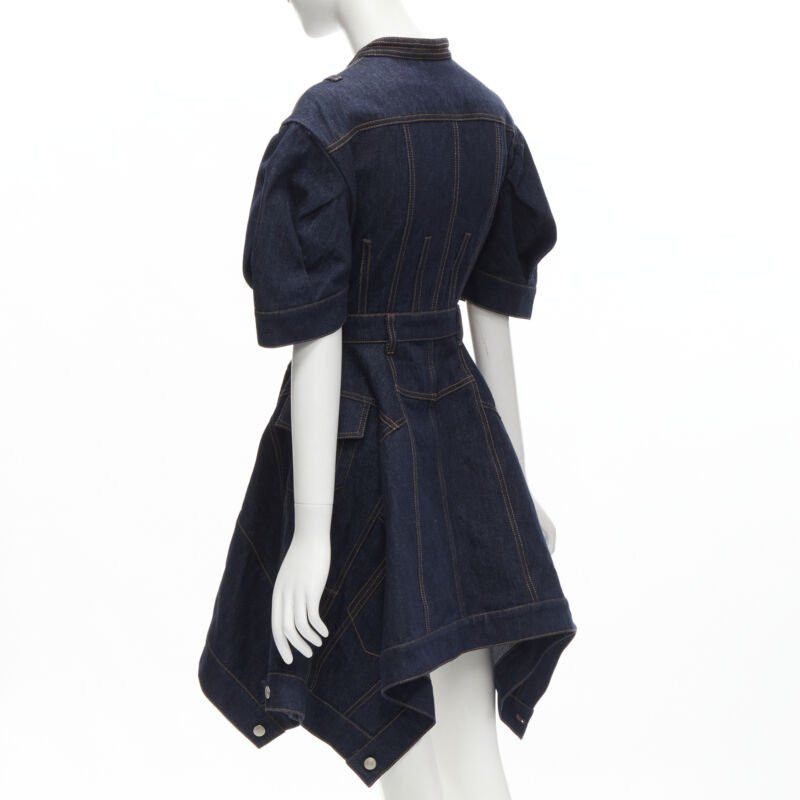 Alexander McQueen ALEXANDER MCQUEEN 2022 indigo blue denim corset rounded sleeve dress IT38 XS Size XS / US 0-2 / IT 36-38 - 6 Thumbnail