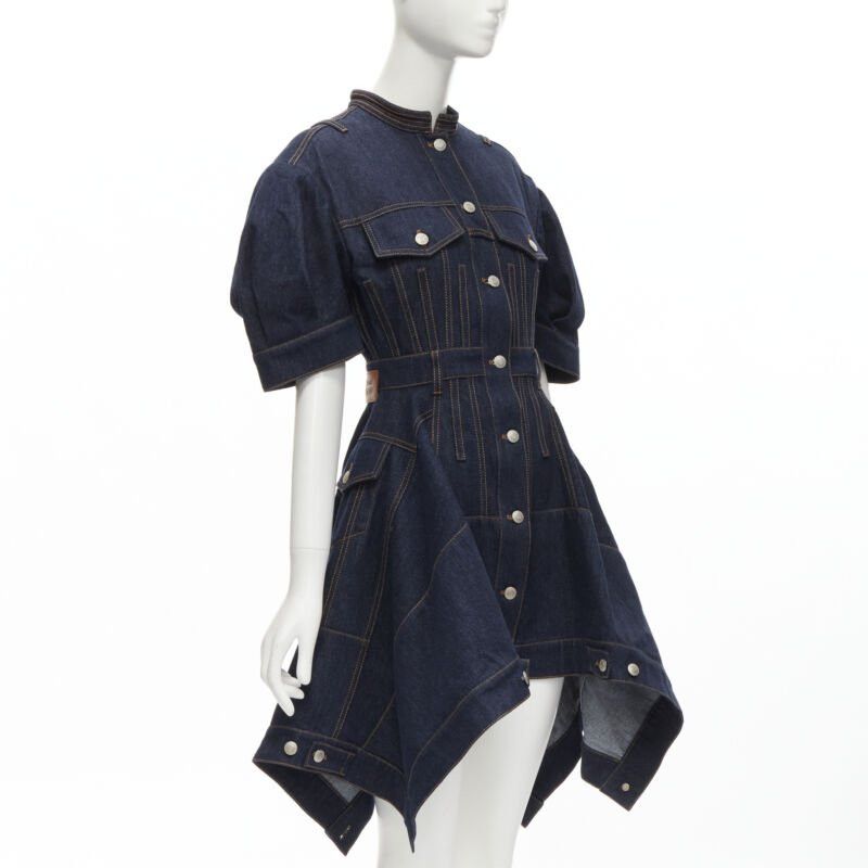 Alexander McQueen ALEXANDER MCQUEEN 2022 indigo blue denim corset rounded sleeve dress IT38 XS Size XS / US 0-2 / IT 36-38 - 3 Thumbnail