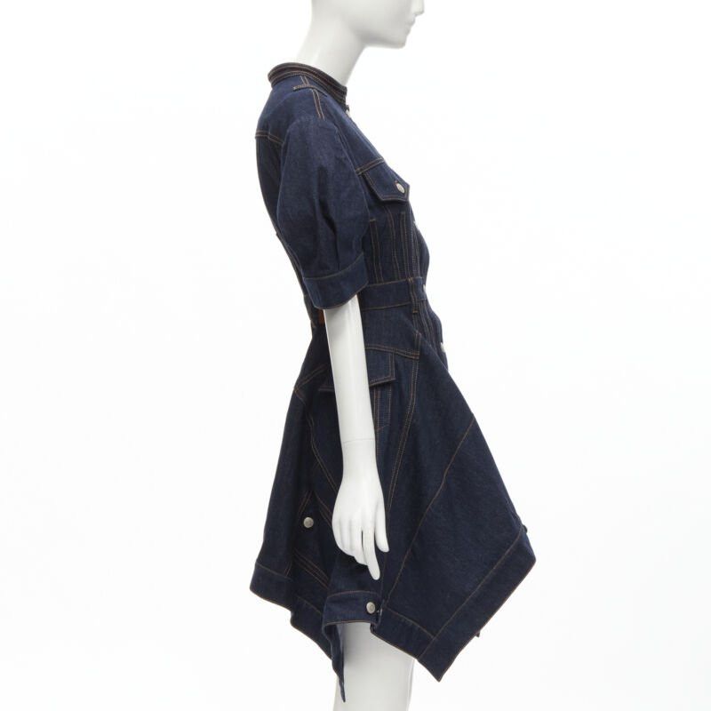 Alexander McQueen ALEXANDER MCQUEEN 2022 indigo blue denim corset rounded sleeve dress IT38 XS Size XS / US 0-2 / IT 36-38 - 4 Thumbnail