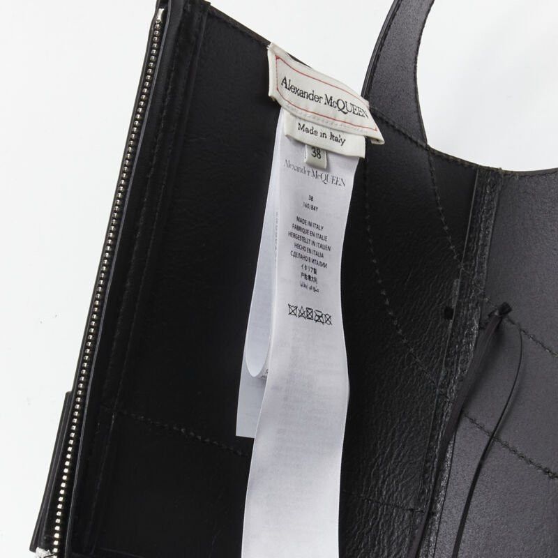 Alexander McQueen ALEXANDER MCQUEEN 2020 Runway black leather bustier white lace dress IT38 S Size XS / US 0-2 / IT 36-38 - 10 Thumbnail