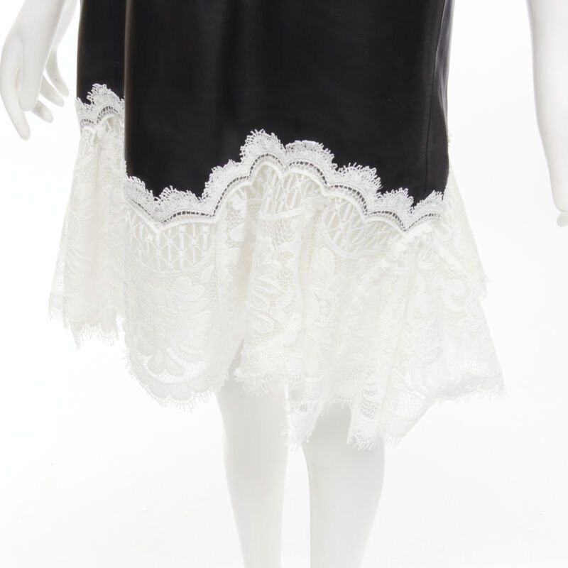 Alexander McQueen ALEXANDER MCQUEEN 2020 Runway black leather bustier white lace dress IT38 S Size XS / US 0-2 / IT 36-38 - 2 Thumbnail