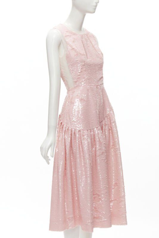 Simone Rocha SIMONE ROCHA 2019 Runway blush pink sequins dropped seam midi dress UK6 XS Size XS / US 0-2 / IT 36-38 - 3 Thumbnail