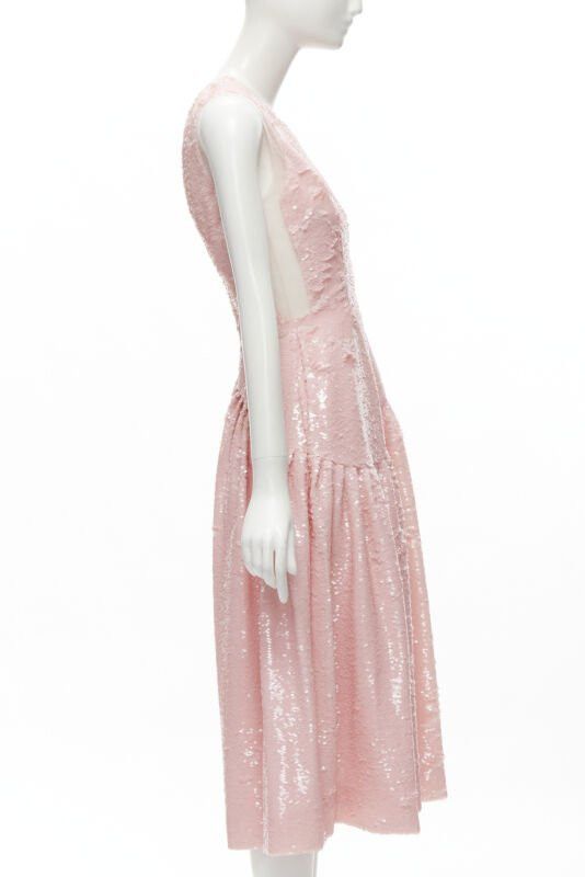 Simone Rocha SIMONE ROCHA 2019 Runway blush pink sequins dropped seam midi dress UK6 XS Size XS / US 0-2 / IT 36-38 - 4 Thumbnail