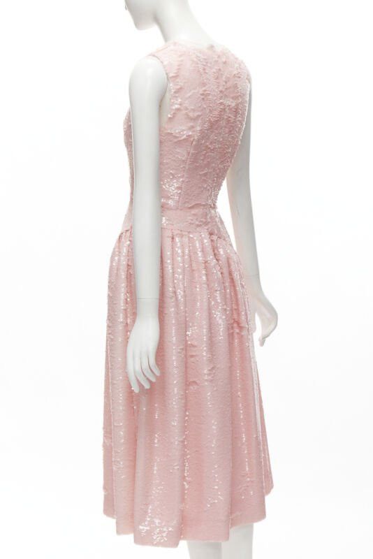 Simone Rocha SIMONE ROCHA 2019 Runway blush pink sequins dropped seam midi dress UK6 XS Size XS / US 0-2 / IT 36-38 - 6 Thumbnail